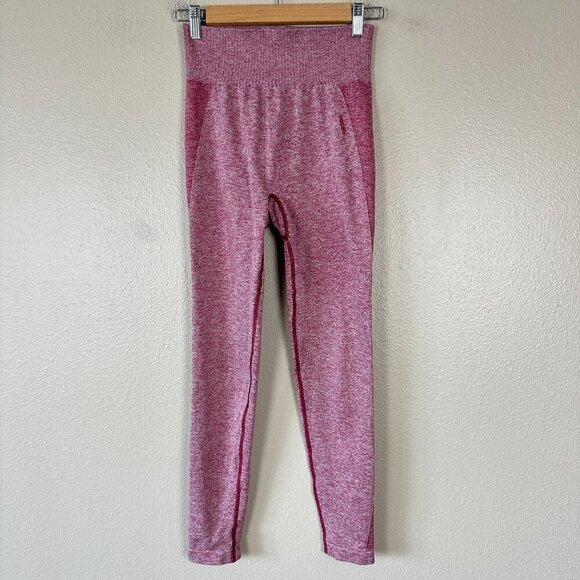 Gymshark Flex Leggings Workout Athletic High Rise Marled Red Women's Medium - Picture 3 of 7